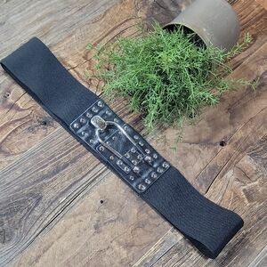 Studded Leather Stretchy Belt 34+